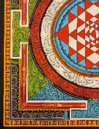 Sri Yantra Mandala, Buddhist Handmade Paubha Painting, Newari Style