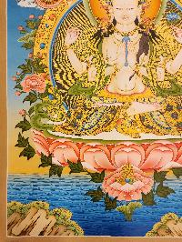 Chenrezig, Buddhist Handmade Thangka Painting, Tibetan Style, [real Gold]