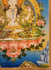 Chenrezig, Buddhist Handmade Thangka Painting, Tibetan Style, [real Gold]