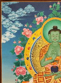 Amoghasiddhi Buddha, Buddhist Handmade Thangka Painting, Tibetan Style, [real Gold]