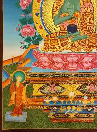 Amoghasiddhi Buddha, Buddhist Handmade Thangka Painting, Tibetan Style, [real Gold]