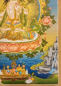 White Tara, Buddhist Handmade Thangka Painting, Tibetan Style, [real Gold]