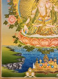 White Tara, Buddhist Handmade Thangka Painting, Tibetan Style, [real Gold]