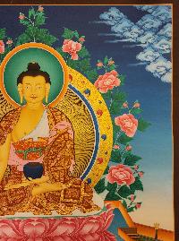 Ratnasambhava Buddha, Buddhist Handmade Thangka Painting, Tibetan Style, [real Gold]