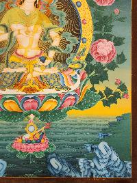 Vajrasattva, Buddhist Handmade Thangka Painting, Tibetan Style, [real Gold]