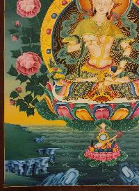 Vajrasattva, Buddhist Handmade Thangka Painting, Tibetan Style, [real Gold]