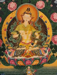 Vajrasattva, Buddhist Handmade Thangka Painting, Tibetan Style, [real Gold]