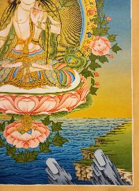 White Tara, Buddhist Handmade Thangka Painting, Tibetan Style, [real Gold]