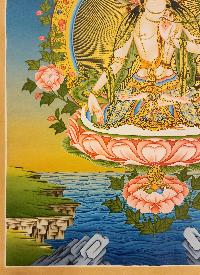 White Tara, Buddhist Handmade Thangka Painting, Tibetan Style, [real Gold]