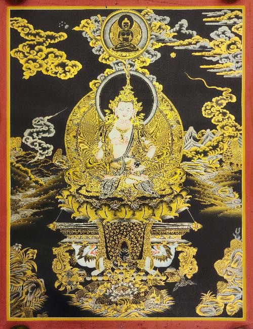 Vajrasattva, Buddhist Handmade Thangka Painting, Tibetan Style, [real Gold]