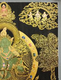 Green Tara, Buddhist Handmade Thangka Painting, Tibetan Style, [real Gold]