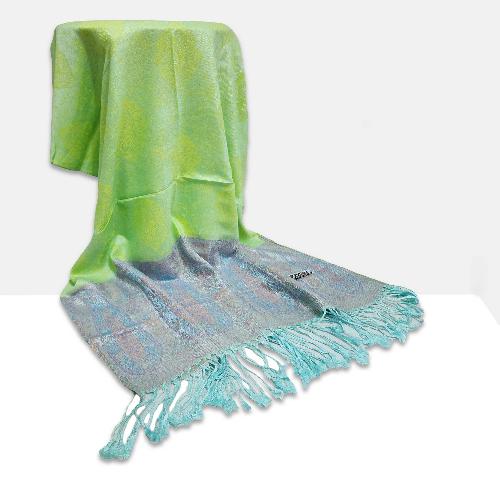Jamawar Shawl, Nepali Acrylic Shawl, Color [olivine Green And Blue]