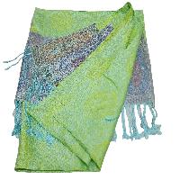 Jamawar Shawl, Nepali Acrylic Shawl, Color [olivine Green And Blue]