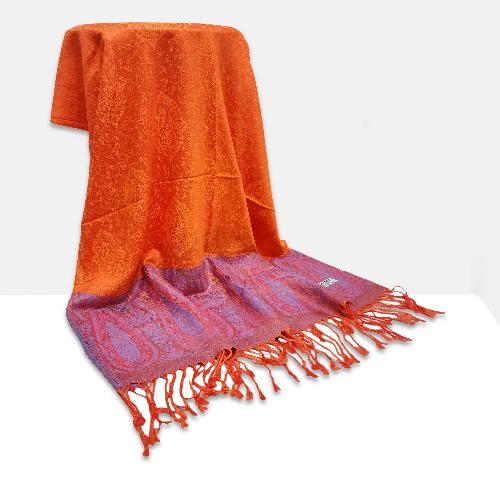 Jamawar Shawl, Nepali Acrylic Shawl, Color [orange And Pink]