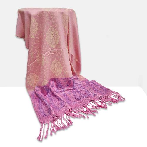 Jamawar Shawl, Nepali Acrylic Shawl, Color [pink Sherbet And Viola]