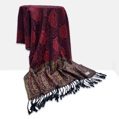 Jamawar Shawl, Nepali Acrylic Shawl, Color [dark Red]