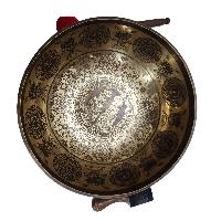 Singing Bowl, Buddhist Hand Beaten, [jambati], With Super Fine Etching Carving, [buddha Feet], Foot Singing Bowls, [select Accessories]