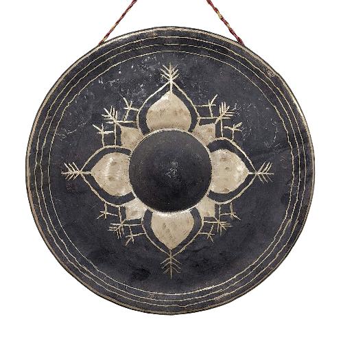 Burmese Gong, [hand Beaten] Large, Nipple Gong With Flower Design, The Javanese Gong