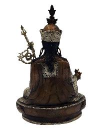 Padmasambhava, Buddhist Miniature Statue, [silver And Chocolate Oxidized]