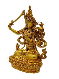 Manjushri, Buddhist Miniature Statue, [full Gold Plated]