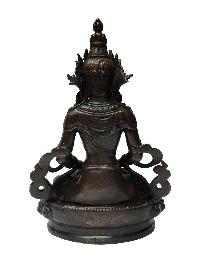 Aparimita, Buddhist Miniature Statue, [chocolate Oxidized], Amitayus, Chepame