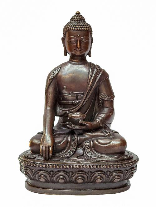 Shakyamuni Buddha, Buddhist Miniature Statue, [chocolate Oxidized]