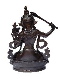Manjushri, Buddhist Miniature Statue, [chocolate Oxidized]