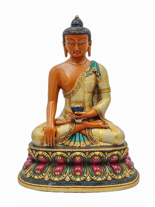 Shakyamuni Buddha, Buddhist Miniature Statue, [gold Plated], [traditional Color Finishing]