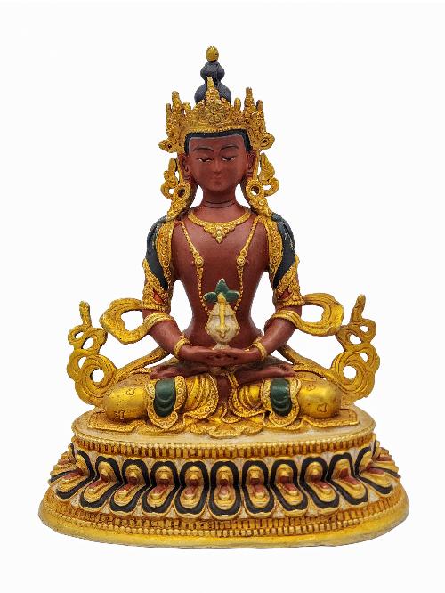 Aparimita, Buddhist Miniature Statue, [gold Plated], [color Finishing], Amitayus, Chepame