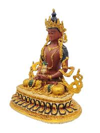 Aparimita, Buddhist Miniature Statue, [gold Plated], [color Finishing], Amitayus, Chepame