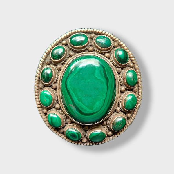 [belt Buckle] Of Silver With [green Malachite]