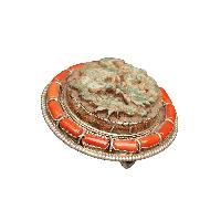 [belt Buckle] Of Silver With [jade Stone], Dragon Design