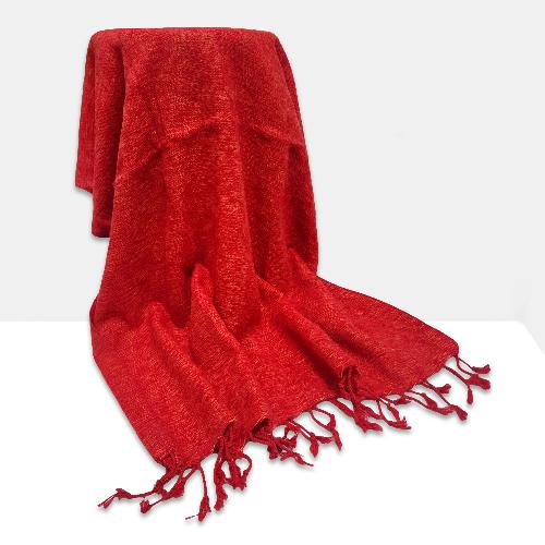 Yak Wool Shawl, Nepali Acrylic Hand Loom Shawl, [red Color]
