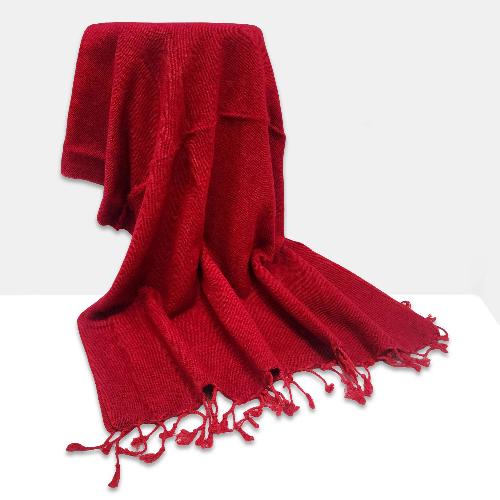 Yak Wool Shawl, Nepali Acrylic Hand Loom Shawl, [red Color]