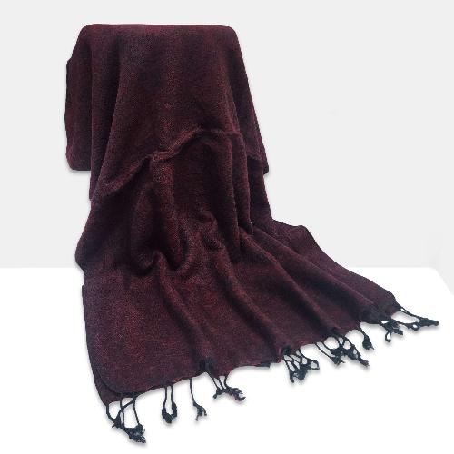 Yak Wool Shawl, Nepali Acrylic Hand Loom Shawl, [reddish-purple Color]