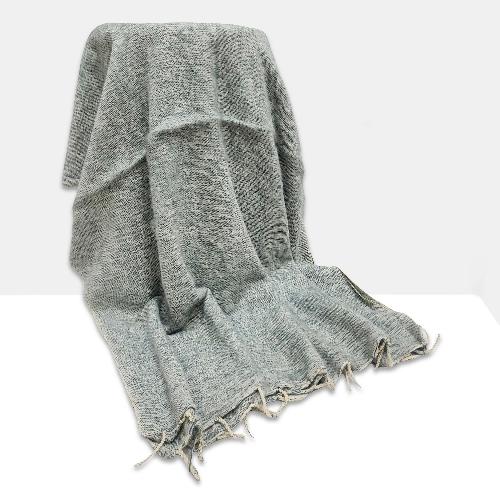 Yak Wool Shawl, Nepali Acrylic Hand Loom Shawl, [gray Color]
