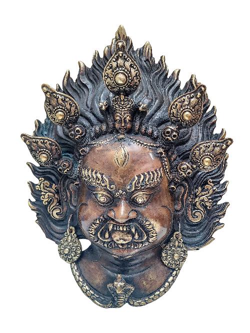 [bhairav], Handmade Ritual Metal Mask, Antique Finishing, Mahakala, Aakash Bhairav