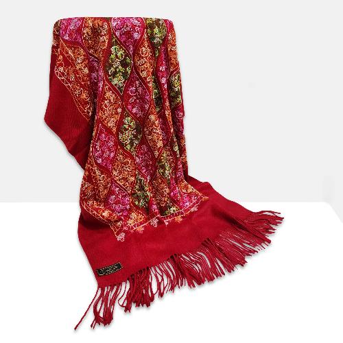 Desigener Shawl, Thick Nepali Shawl, With Heavy Embroidery, Color [red]
