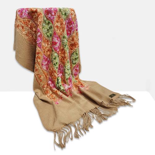 Desigener Shawl, Thick Nepali Shawl, With Heavy Embroidery, Color [brown]
