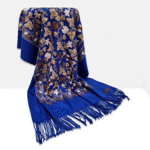Desigener Shawl, Thick Nepali Shawl, With Heavy Embroidery, Color [blue]