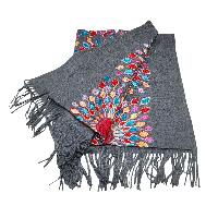 Desigener Shawl, Thick Nepali Shawl, With Heavy Embroidery, Color [charcoal Gray]