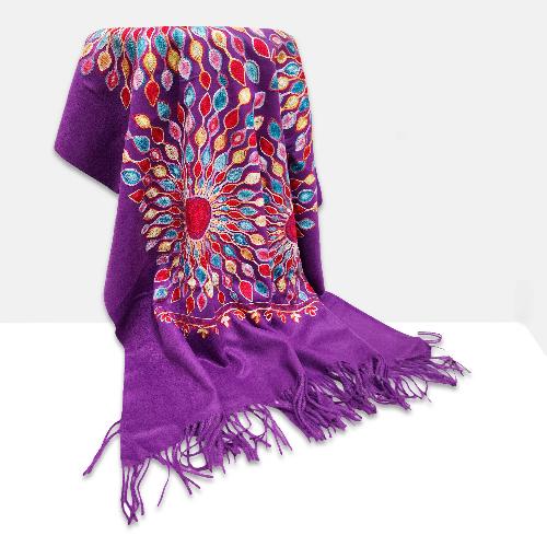 Desigener Shawl, Thick Nepali Shawl, With Heavy Embroidery, Color [purple]