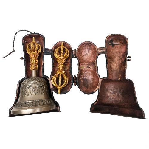 Bell And Dorje - Vajra, With [metal] Cover, Gold Plated, [master Quality], Dehradun Piece