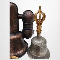 Bell And Dorje - Vajra, With [metal] Cover, Gold Plated, [master Quality], Dehradun Piece