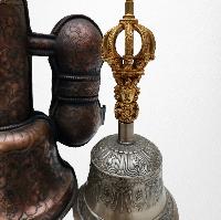Bell And Dorje - Vajra, With [metal] Cover, Gold Plated, [master Quality], Dehradun Piece