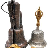 Bell And Dorje - Vajra, With [metal] Cover, Gold Plated, [master Quality], Dehradun Piece