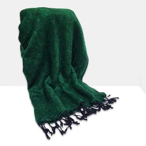 Yak Wool Blanket, Nepali Acrylic Hand Loom Blanket, Color [green]