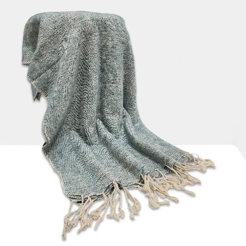 Yak Wool Blanket, Nepali Acrylic Hand Loom Blanket, Color [gray]