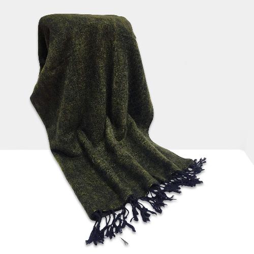 Yak Wool Blanket, Nepali Acrylic Hand Loom Blanket, Color [olive Drab]