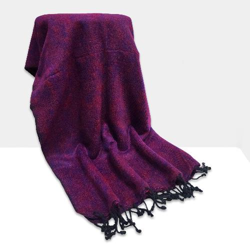 Yak Wool Blanket, Nepali Acrylic Hand Loom Blanket, Color [burgundy]